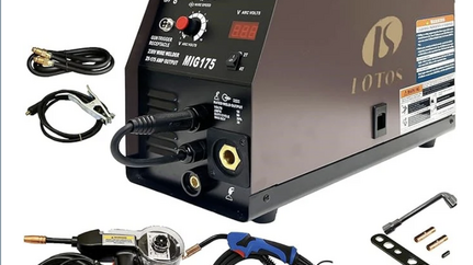 LOTOS MIG175 175A Mig Welder with Aluminum Spool Gun, Auto MIG Synergistic Setting & Voltage Fine Tuning, Gas MIG, Aluminum Spool MIG & Gasless Flux Core MIG Welding, MIG Wire Welder USA